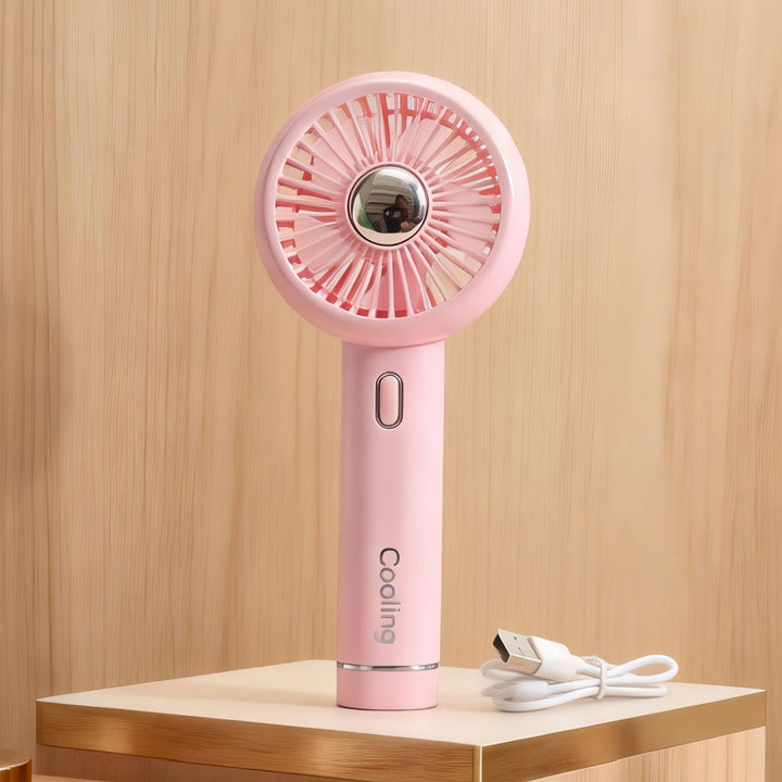 Ladies portable USB hand fan with ergonomic grip and variable speed control Bowlift