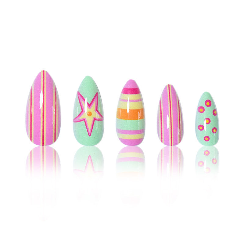 Themed Vibrant Press-On Nail Art Bowlift