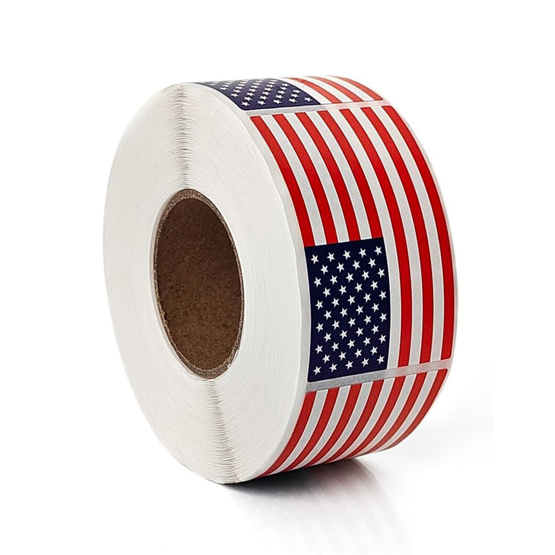 Independence Day adhesive USA flag sticker roll with glossy die-cut labels Bowlift