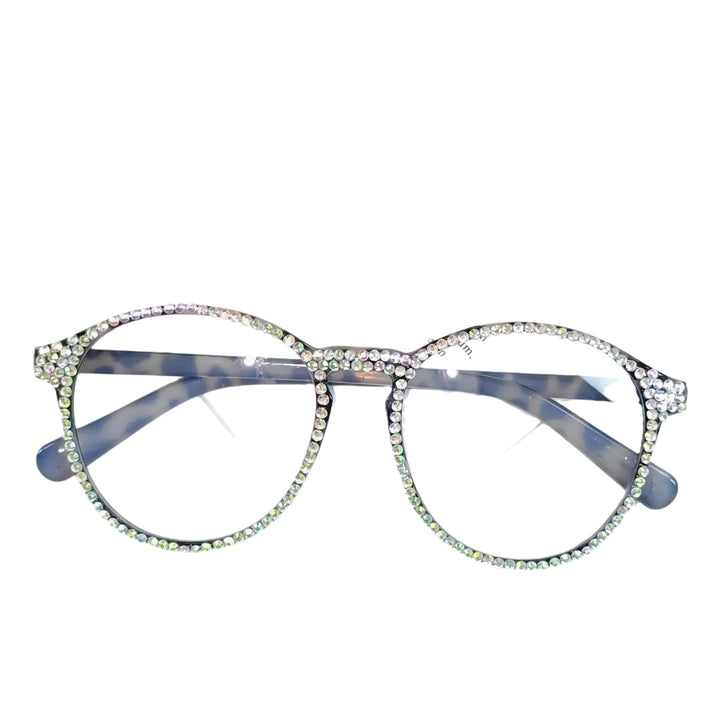 Women Stylish Cat Eye Glasses with Sparkling Rhinestone Trim Bowlift