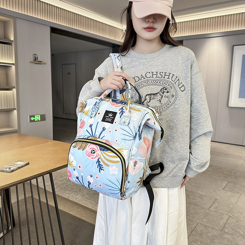 Stylish Floral Patterned Baby Care Backpack Bowlift