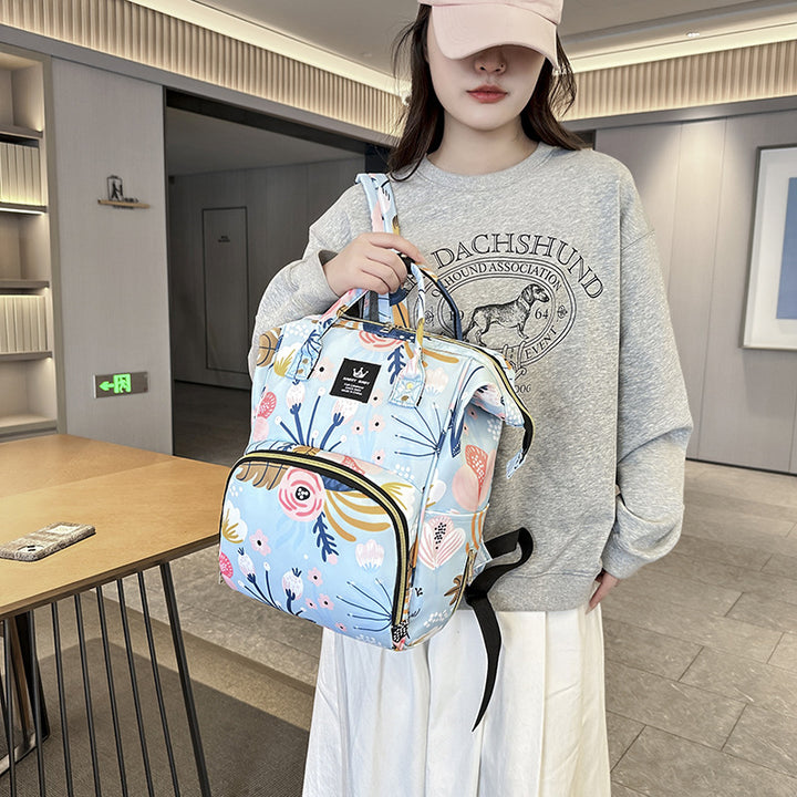 Stylish Floral Patterned Baby Care Backpack Bowlift