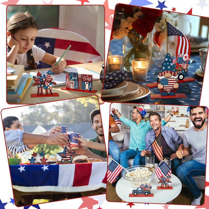 Unisex nan decorative wooden table decor Americana set with multi-part stars and figures Bowlift