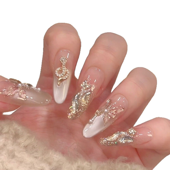 Premium Rhinestone-Embellished Nail Art Extensions Bowlift