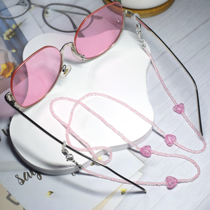 Heart-Embellished Beaded Eyewear Chain Bowlift