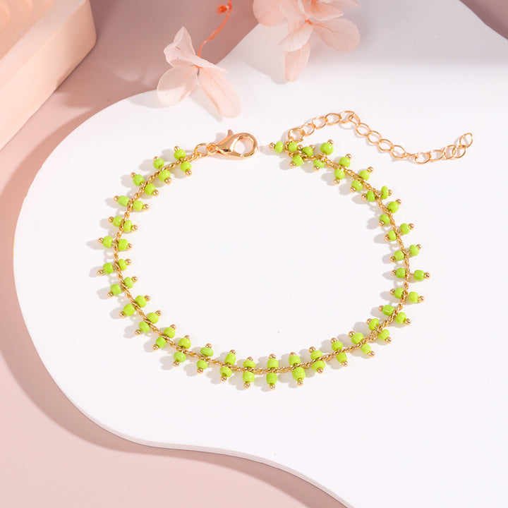 Delicate Beaded Ankle Bracelet Bowlift