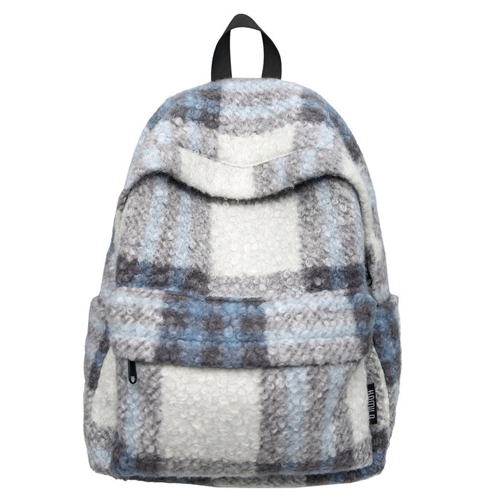 Cozy Fleece Checkered School Backpack Bowlift
