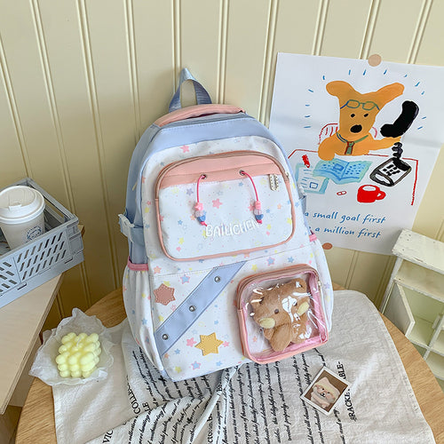 Playful Starry Patterned School Backpack