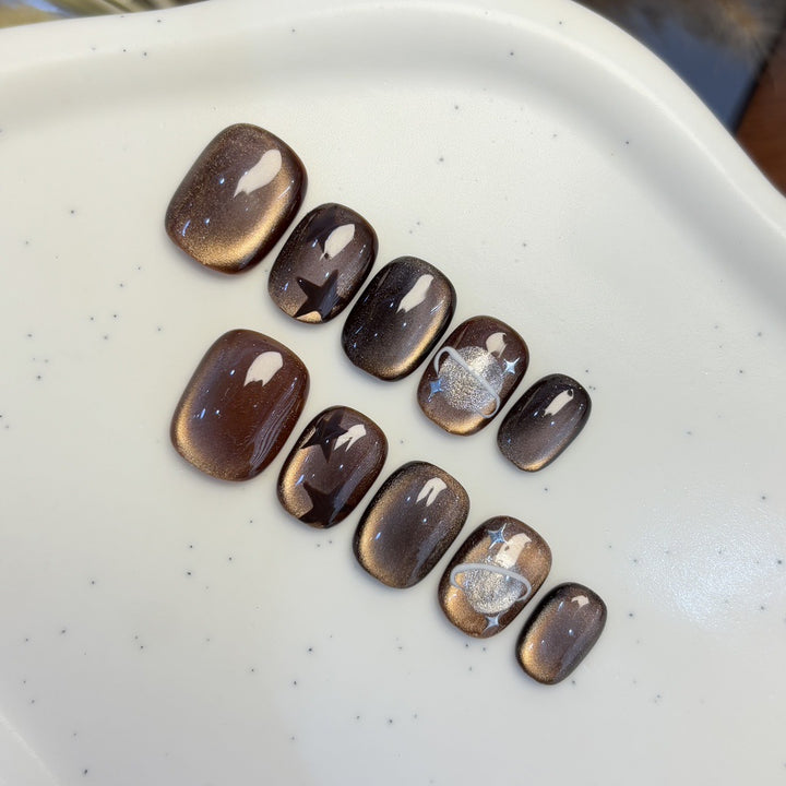 Artificial nail set with star and planet design Bowlift