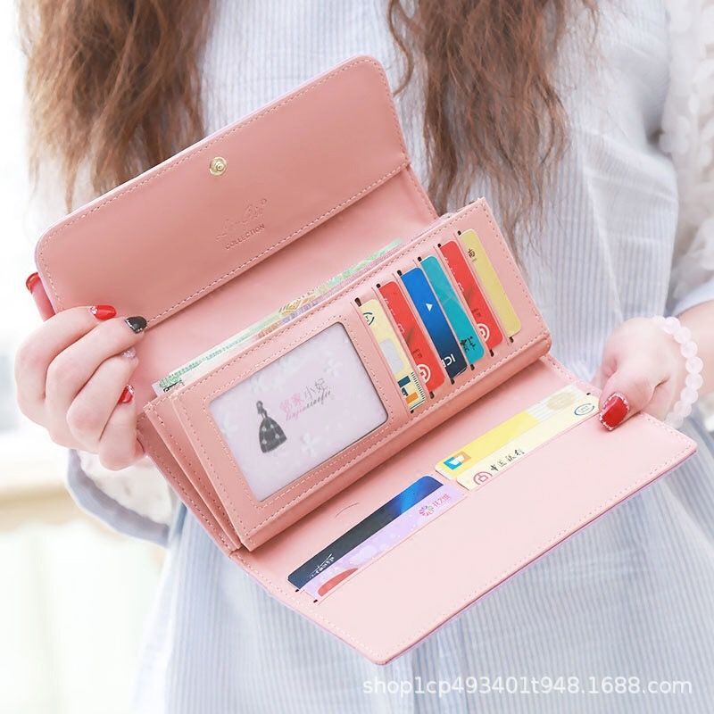 Quilted Long Wallet Clutch with Card Organizer and Coin Compartment Bowlift