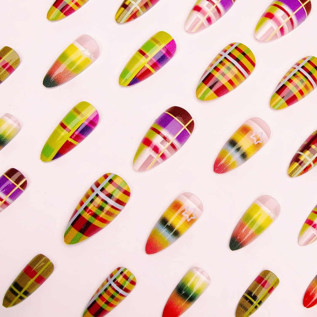 Artistic Plaid Nail Art Bowlift