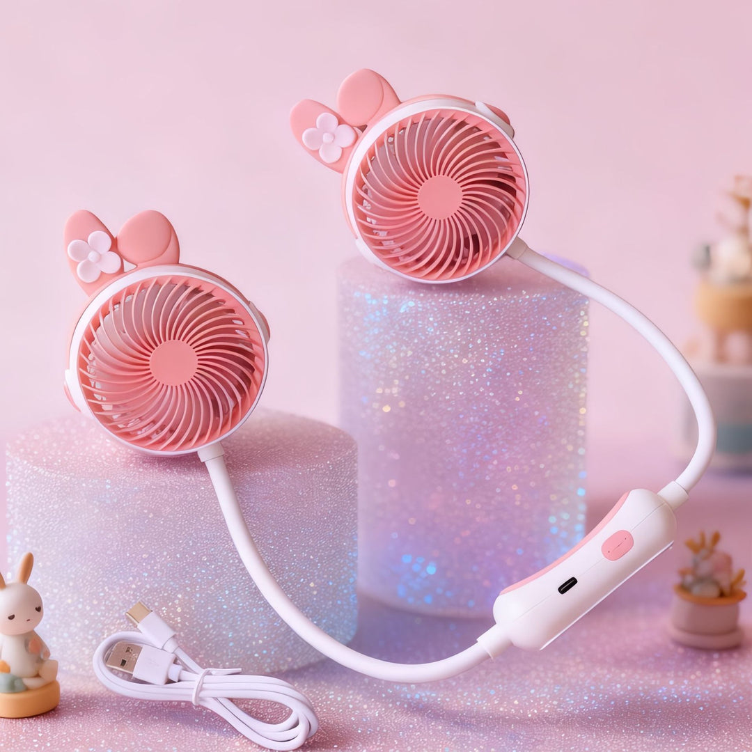 Women's Portable Mini Neck Fan with Dual Blower Bowlift