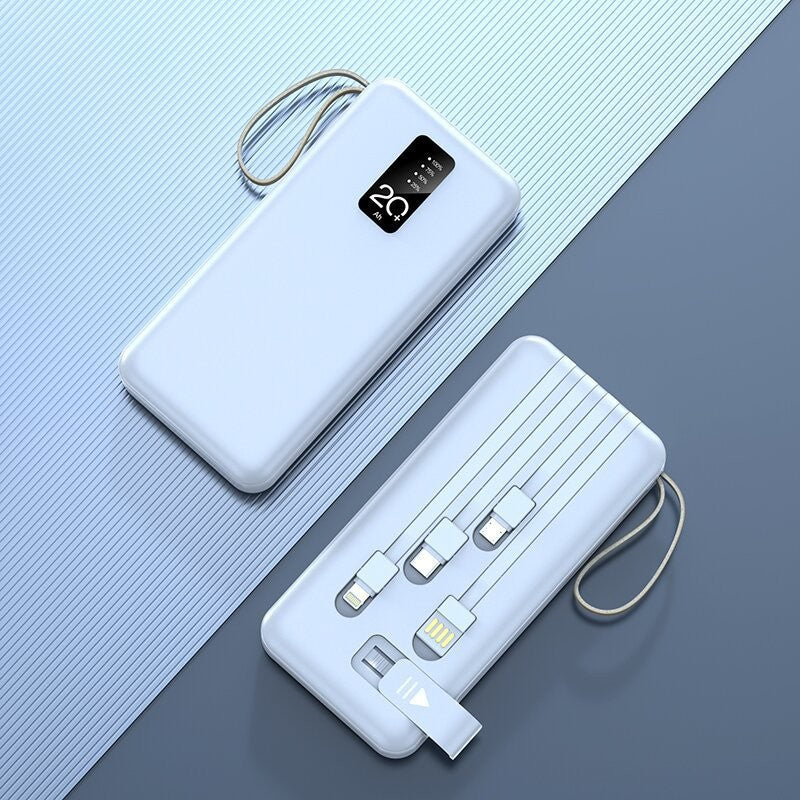 Portable power bank with integrated charging cables and intelligent energy management Bowlift