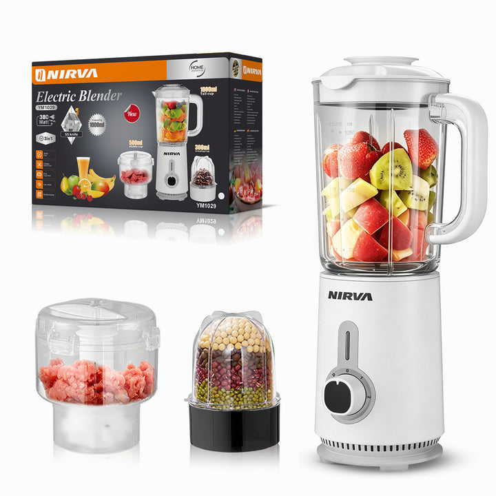 High-Power Multi-Functional Electric Blender with Chopper and Juicing Attachments Bowlift