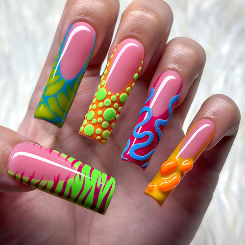 Vibrant Abstract Nail Art Tips Bowlift