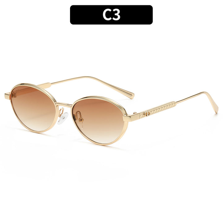 Fashionable Oval Frame Sunglasses with Gradient Lenses