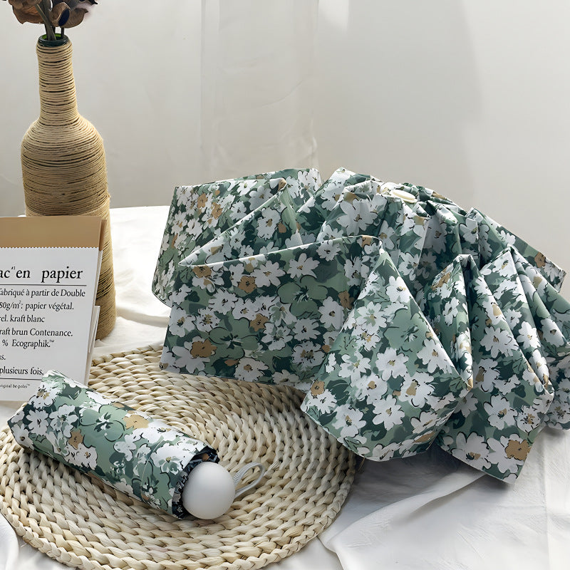 Ladies Folding Umbrella with Elegant Floral Pattern Bowlift