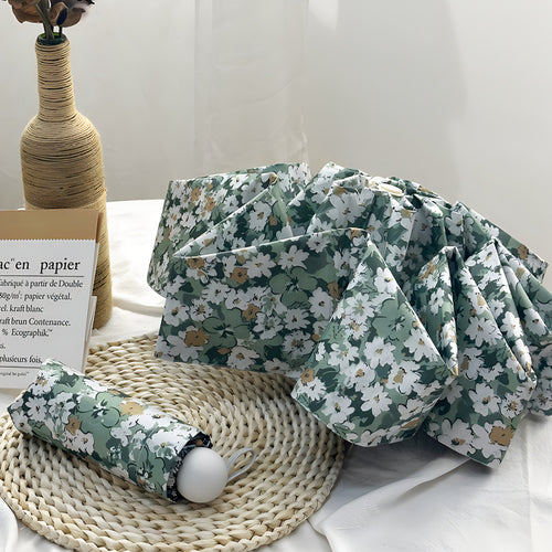 Ladies Folding Umbrella with Elegant Floral Pattern Bowlift