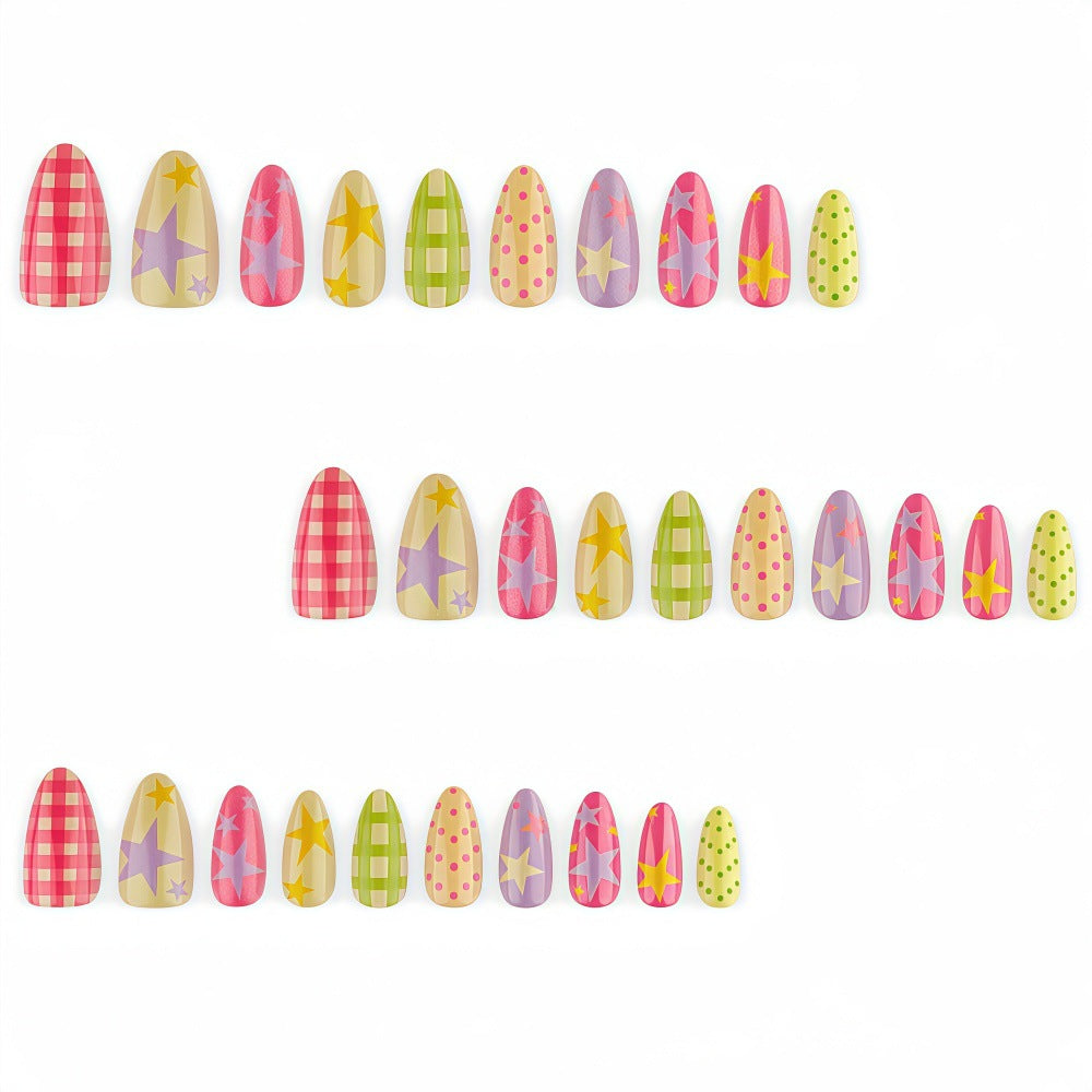 Artificial nails with colorful pattern Bowlift