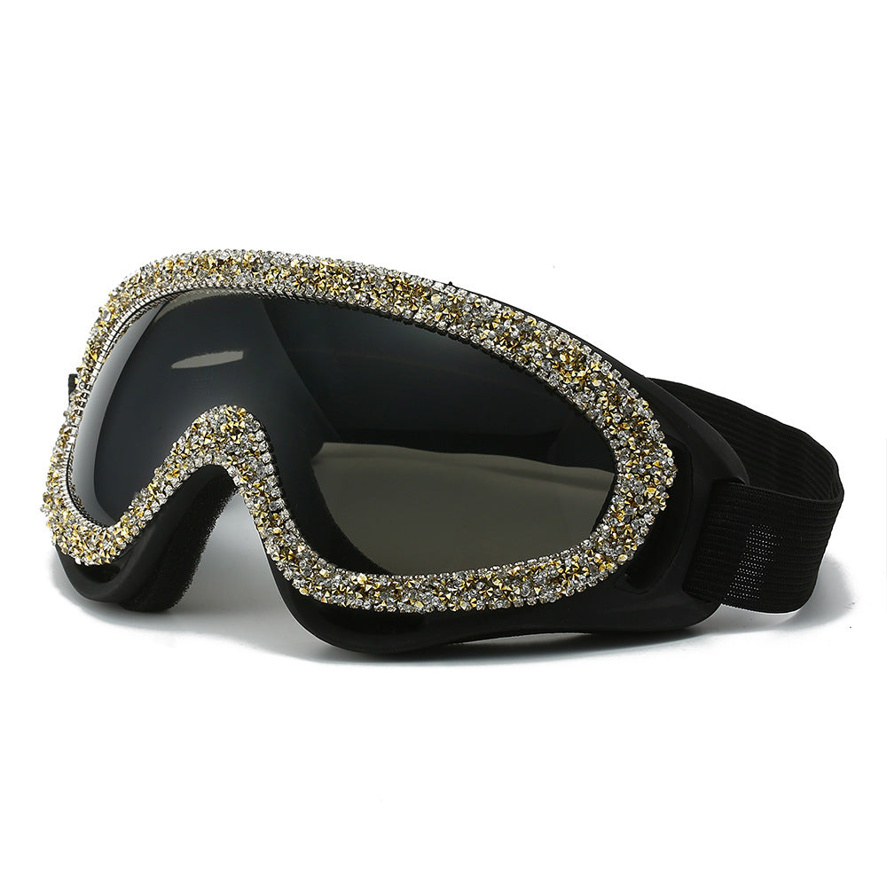 Ladies sporty ski goggles with glamorous crystal embellishments Bowlift