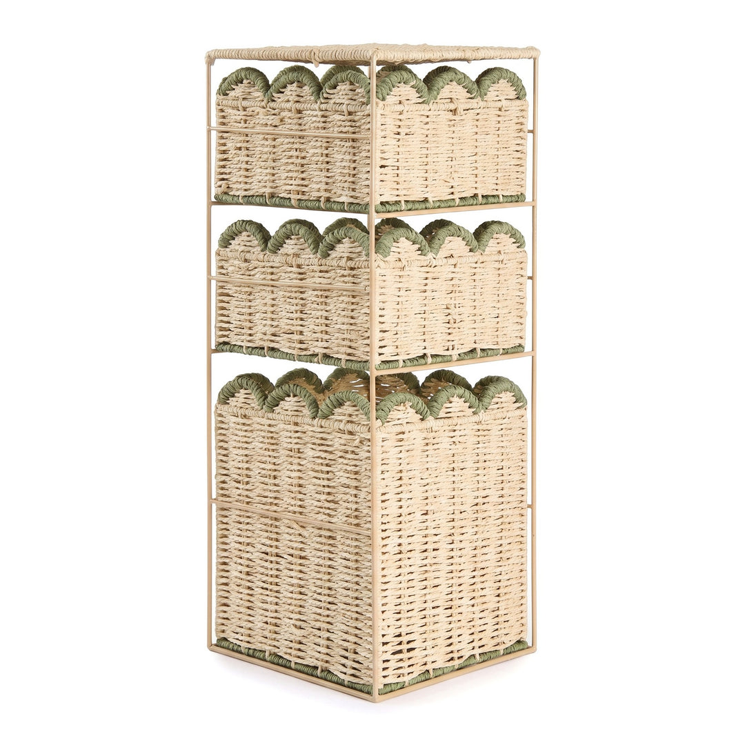Stylish storage system with woven baskets Bowlift