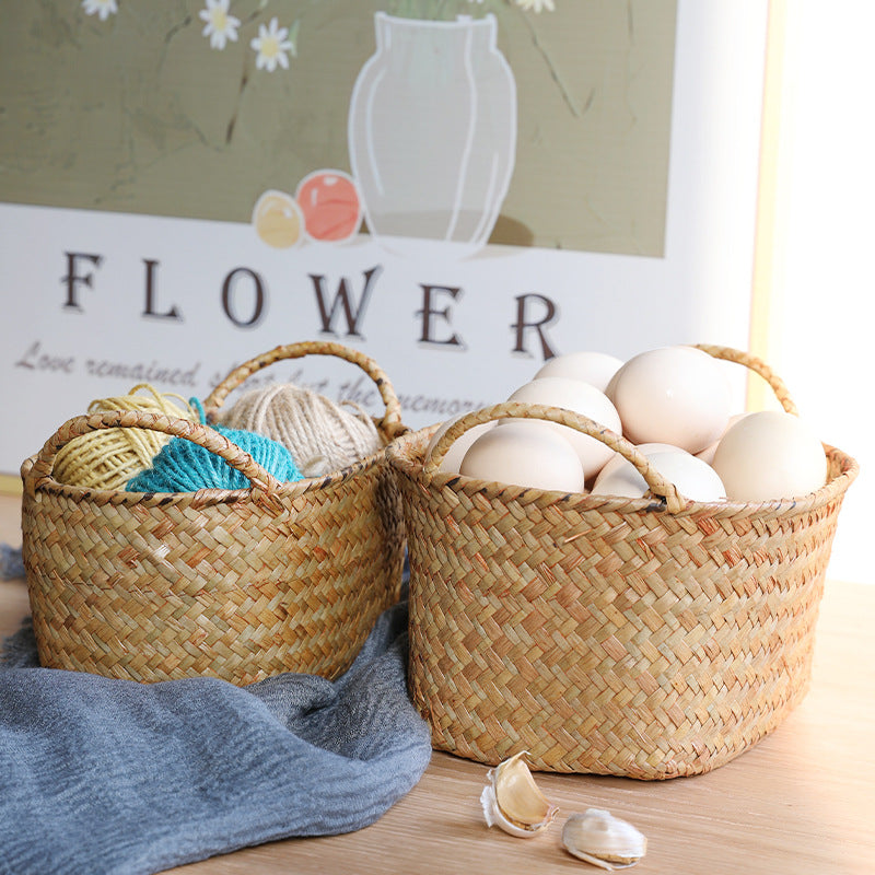 Handwoven Seagrass Storage Basket Bowlift