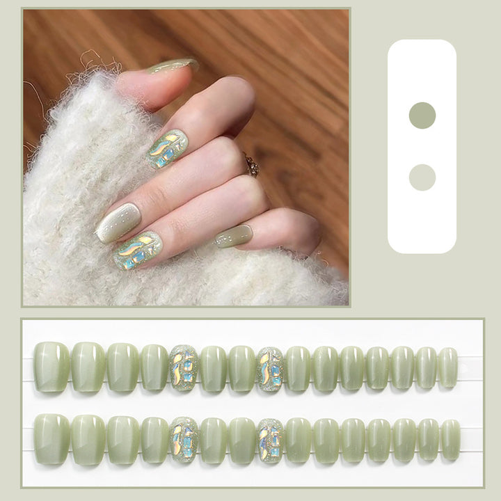 Decorative Press-On Nail Tips Set with Geometric Designs Bowlift
