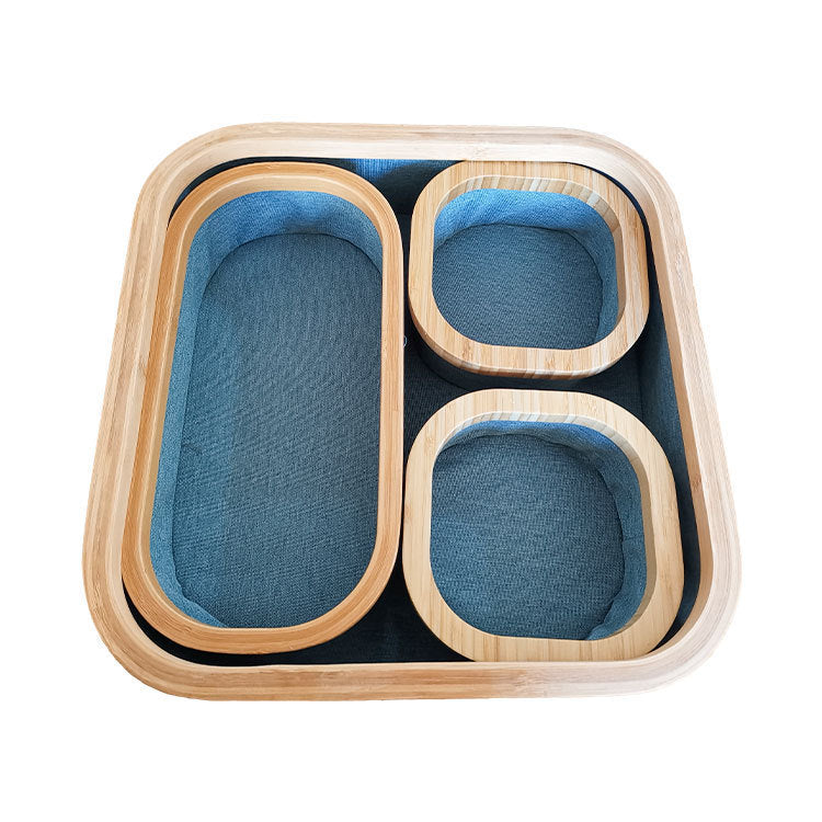 Storage basket set with bamboo frame and fabric inserts Bowlift