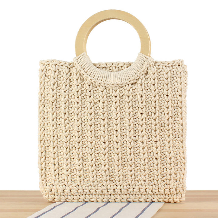 Handbag with Modern Geometric Knit Design Bowlift