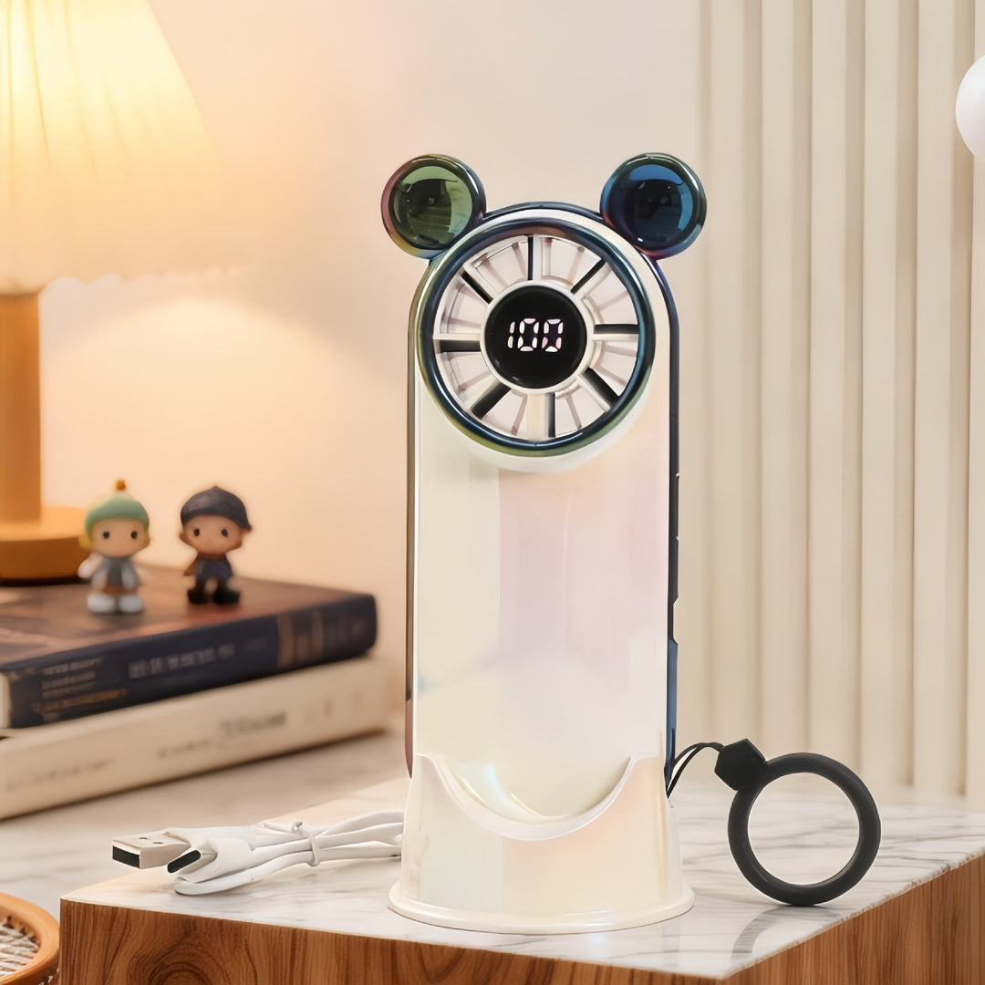 Women's Portable Mini Fan with LED Display and Multifunctional Design Bowlift