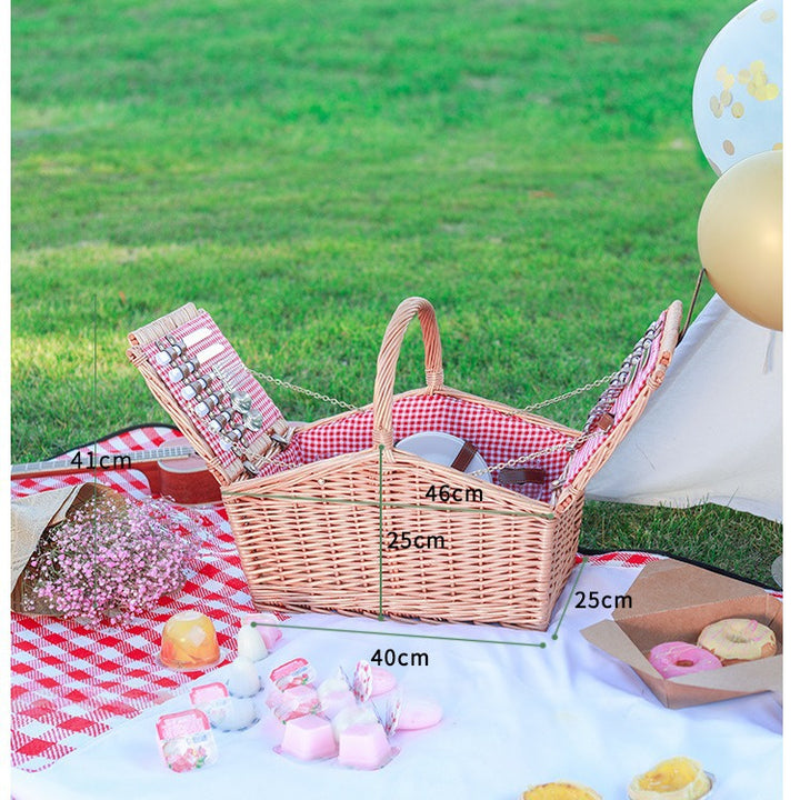 Women's picnic basket with integrated dinnerware set and robust details Bowlift
