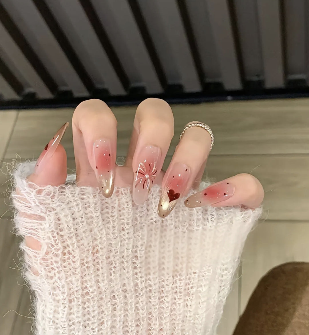 Ombre Glossy Press-On Nail Extensions Bowlift