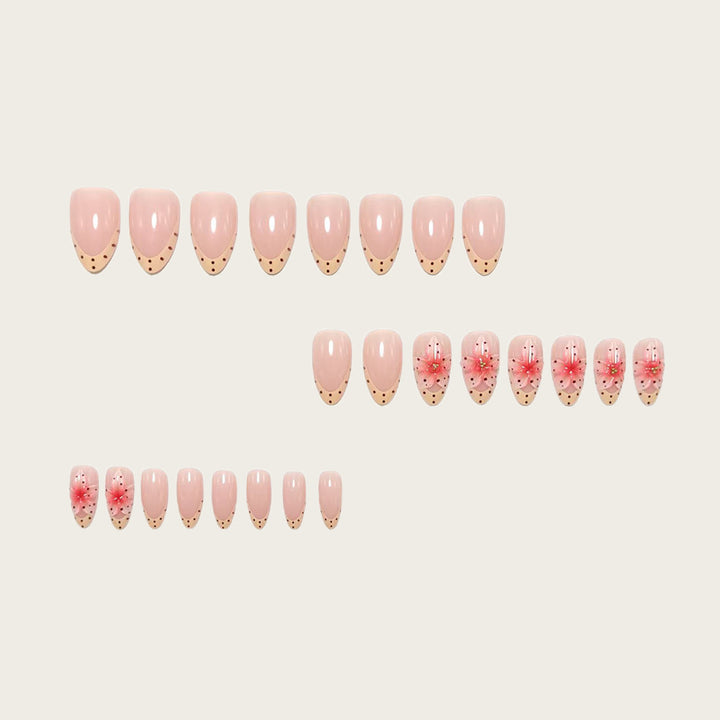 Artificial nails with floral design and elegant accents Bowlift