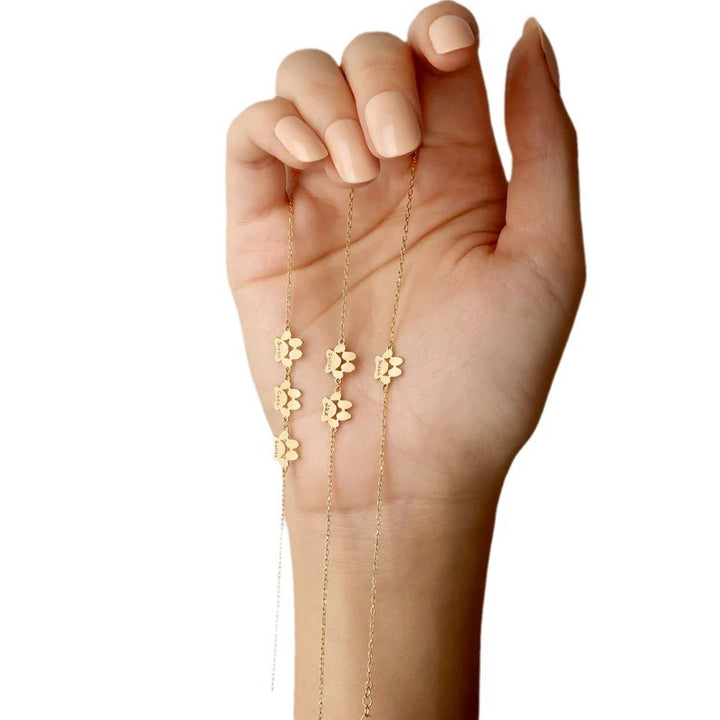 Delicate Floral Station Chain Bracelet Bowlift