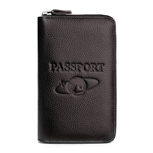 Elegant Zippered Leather Passport Holder