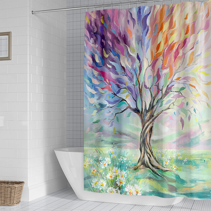 Artistic Tree Design Shower Curtain Bowlift