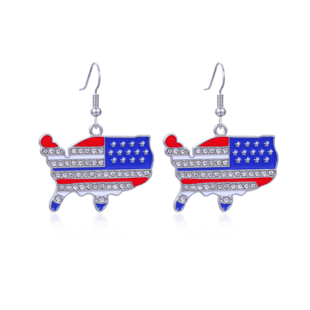 Women's lightweight star earrings with enamel flag design and fishhook Bowlift