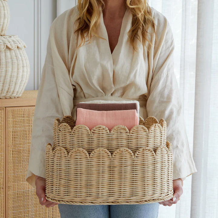 Decorative Scalloped Woven Storage Basket Bowlift 1787892970