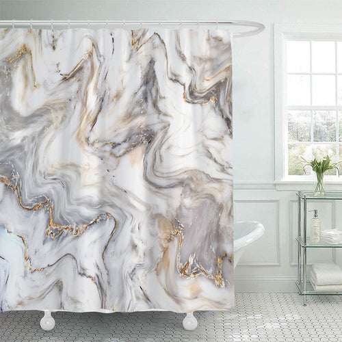 Elegant Marble-Patterned Shower Curtain Bowlift