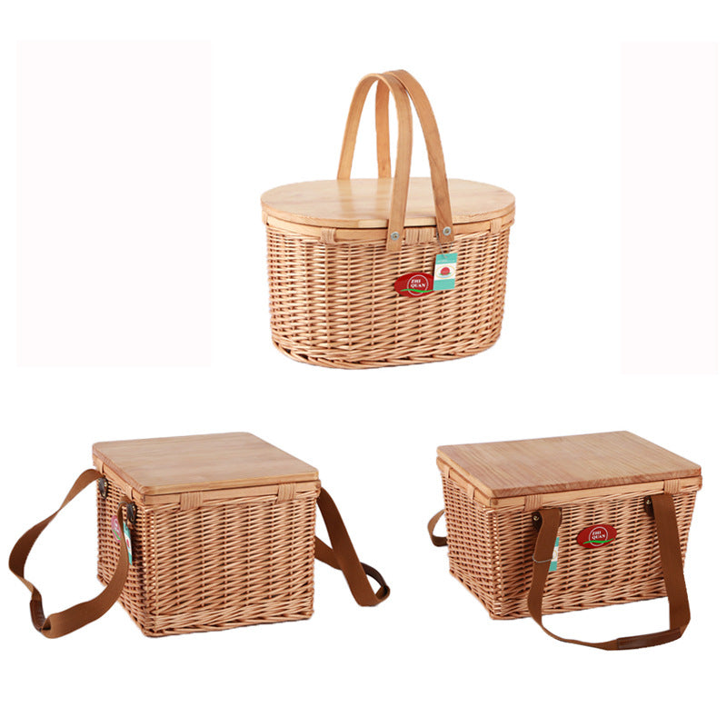 Ladies picnic basket made of high-quality natural material with sturdy wooden lid Bowlift