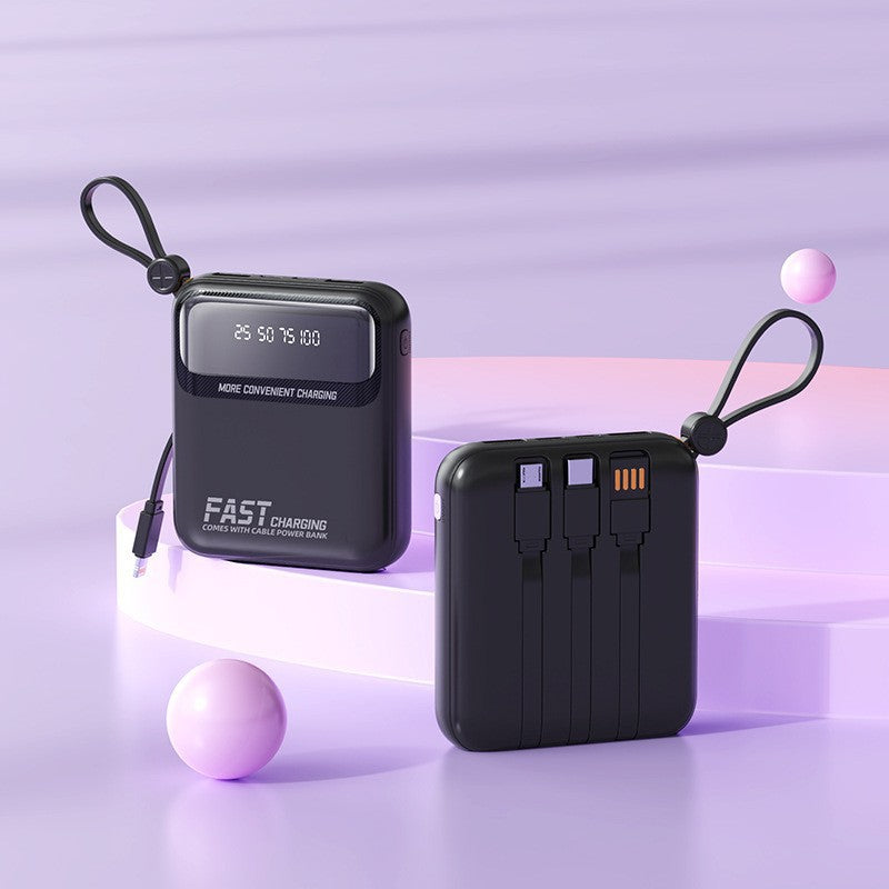 Portable power bank with integrated cables and multifunctional charging port Bowlift
