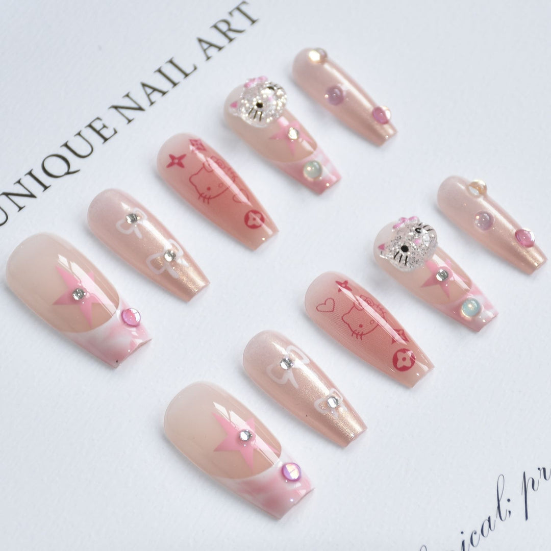 Whimsical Cartoon-Themed Press-On Nail Art Bowlift