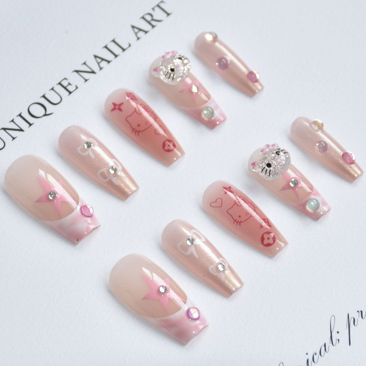 Whimsical Cartoon-Themed Press-On Nail Art Bowlift