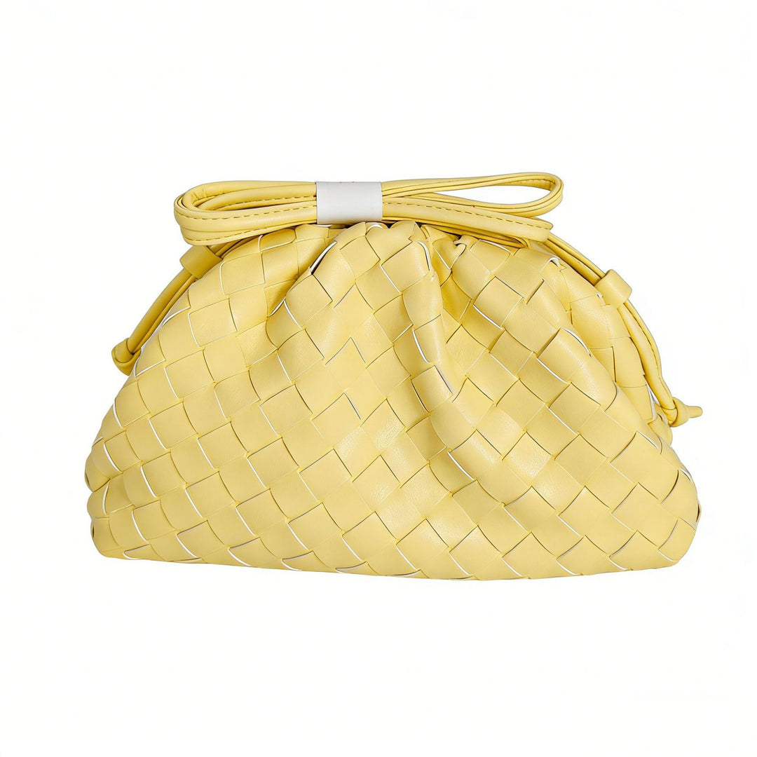 Elegant Woven Leather Bucket Bag Bowlift