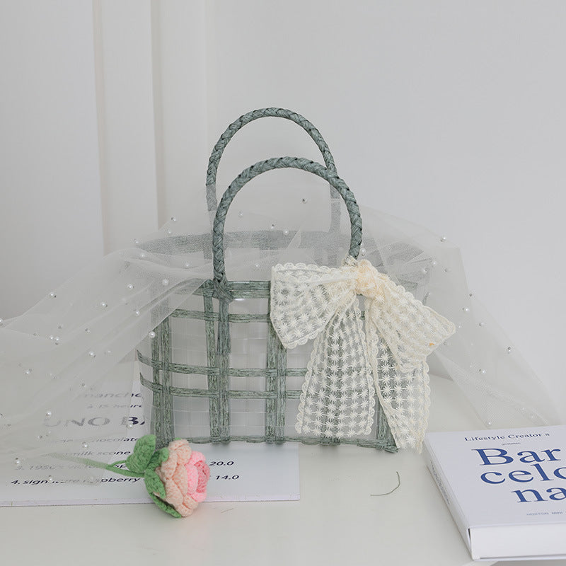 Handcrafted basket bag with elegant bow applique Bowlift
