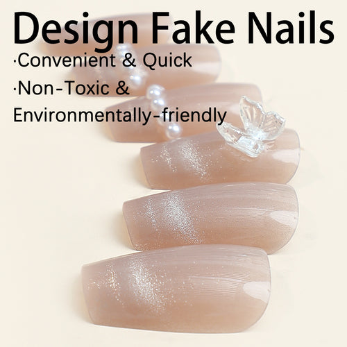 Acrylic nail set with elegant rhinestone decorations Bowlift