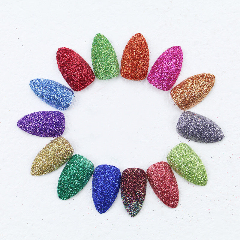 Glittering Almond-Shaped Press-On Nail Tips Bowlift