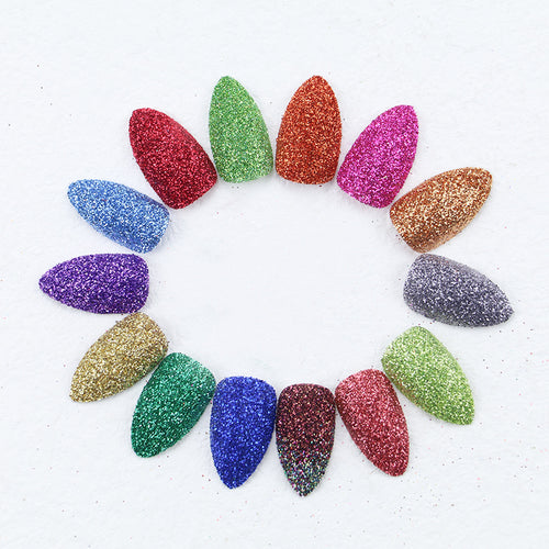 Glittering Almond-Shaped Press-On Nail Tips Bowlift