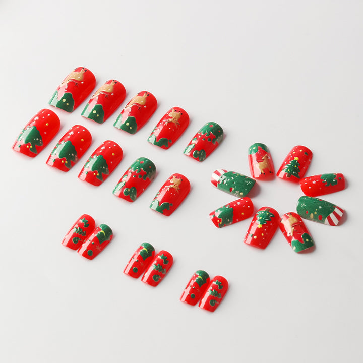 Festive Holiday-Themed Acrylic Press-On Nails Bowlift