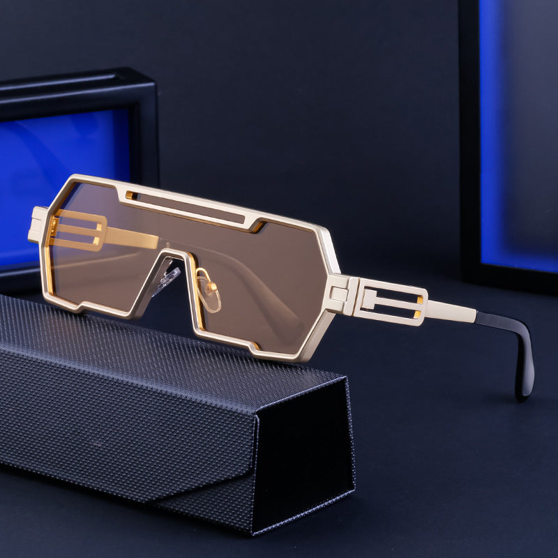Women's fashionable sunglasses in a futuristic design with a wide frame Bowlift